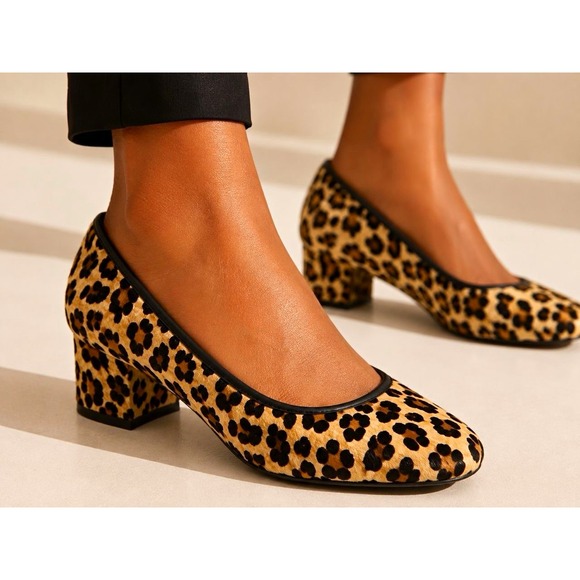 bettye muller Shoes - Bettye Muller Women's Leopard Calf Hair Round Toe Slip On Block Heel 8.5